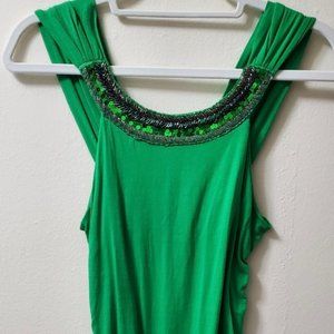 S.O.S women's casual sweater green with bead and sequin decorations L.